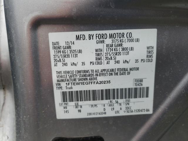 Photo 9 VIN: 1FTEW1EG7FFA20235 - FORD F150 SUPER 