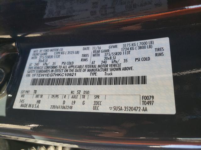 Photo 9 VIN: 1FTEW1EG7HKC10921 - FORD F150 SUPER 