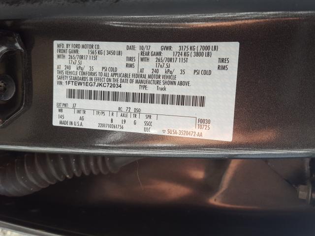 Photo 9 VIN: 1FTEW1EG7JKC72034 - FORD F150 SUPER 