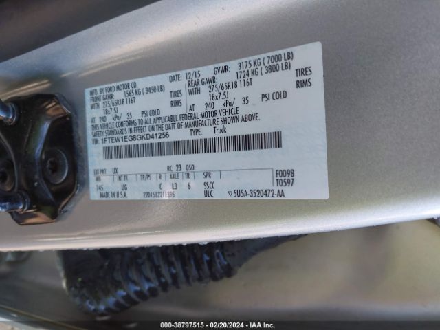 Photo 8 VIN: 1FTEW1EG8GKD41256 - FORD F-150 