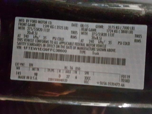 Photo 9 VIN: 1FTEW1EG9FFC38600 - FORD F150 SUPER 