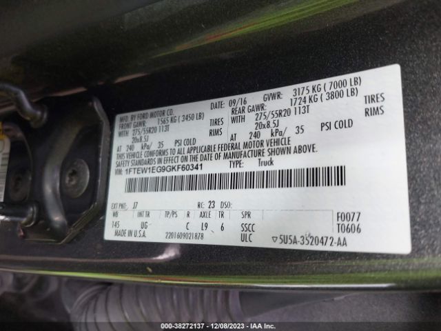 Photo 8 VIN: 1FTEW1EG9GKF60341 - FORD F-150 