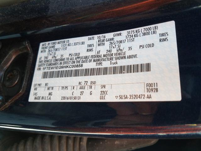 Photo 9 VIN: 1FTEW1EG9HKC00858 - FORD F150 SUPER 