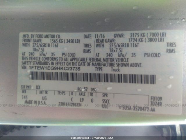 Photo 8 VIN: 1FTEW1EG9HKC23735 - FORD F-150 