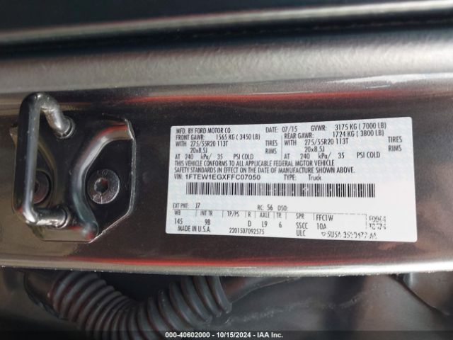 Photo 8 VIN: 1FTEW1EGXFFC07050 - FORD F-150 