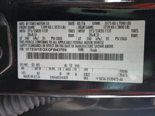 Photo 9 VIN: 1FTEW1EGXGFB43769 - FORD F150 SUPER 