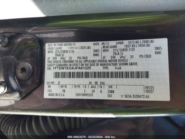 Photo 8 VIN: 1FTEW1EGXJFA61225 - FORD F-150 