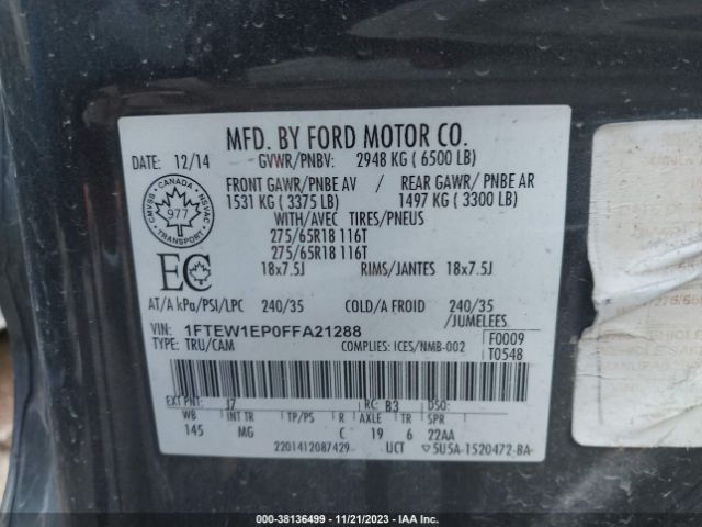 Photo 8 VIN: 1FTEW1EP0FFA21288 - FORD F-150 