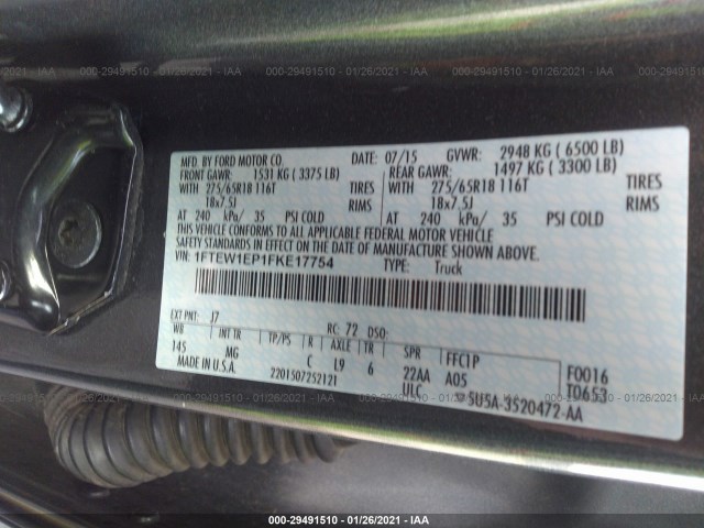 Photo 8 VIN: 1FTEW1EP1FKE17754 - FORD F-150 