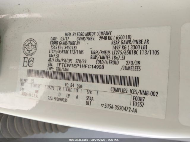 Photo 8 VIN: 1FTEW1EP1HFC14908 - FORD F-150 