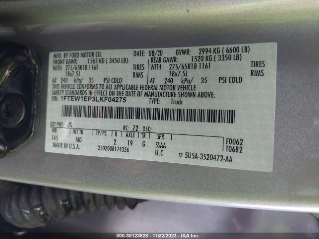 Photo 8 VIN: 1FTEW1EP3LKF04275 - FORD F-150 