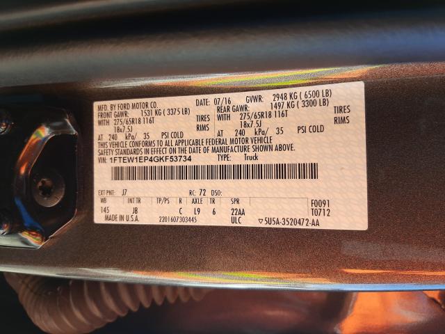 Photo 9 VIN: 1FTEW1EP4GKF53734 - FORD F150 SUPER 