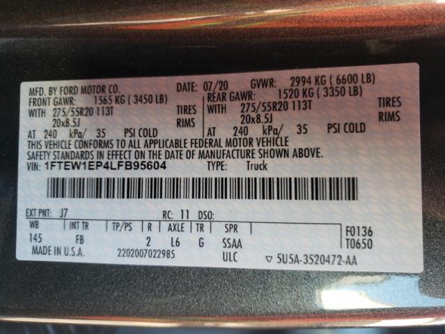 Photo 11 VIN: 1FTEW1EP4LFB95604 - FORD F150 SUPER 