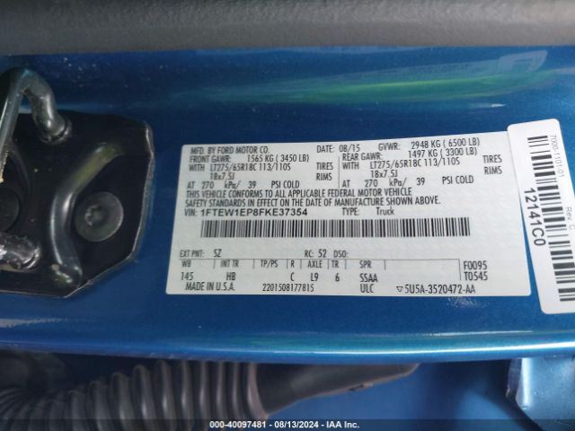 Photo 8 VIN: 1FTEW1EP8FKE37354 - FORD F-150 