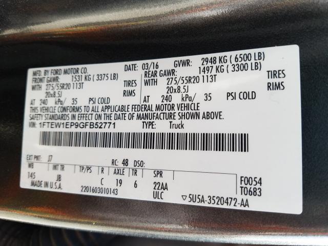 Photo 9 VIN: 1FTEW1EP9GFB52771 - FORD F150 SUPER 