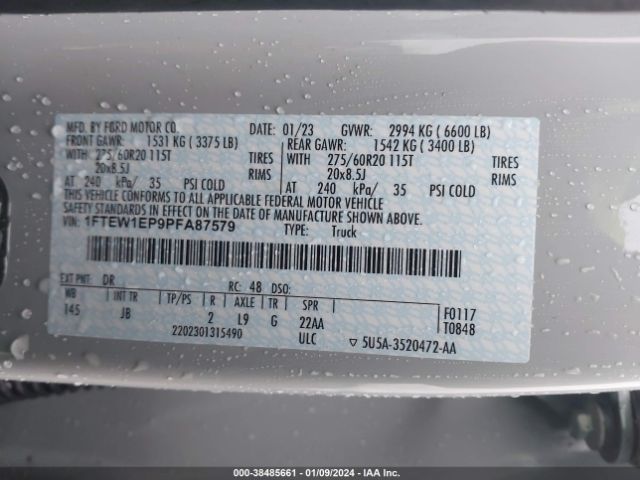 Photo 8 VIN: 1FTEW1EP9PFA87579 - FORD F-150 