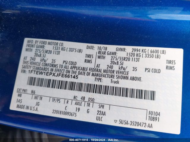 Photo 8 VIN: 1FTEW1EPXJFE66145 - FORD F-150 