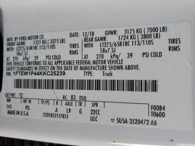 Photo 11 VIN: 1FTEW1P44KKC25239 - FORD F150 POLIC 