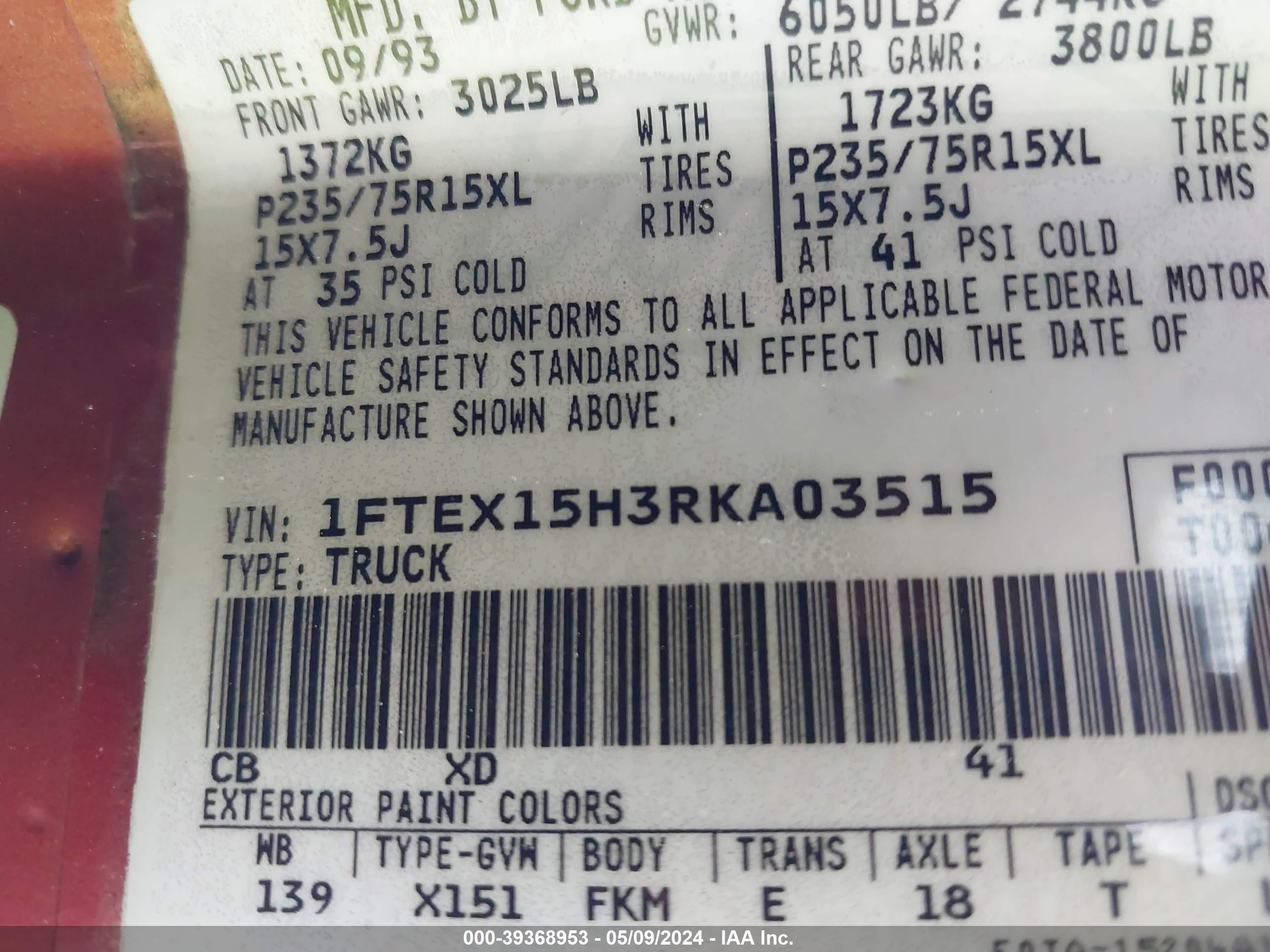 Photo 8 VIN: 1FTEX15H3RKA03515 - FORD F-150 