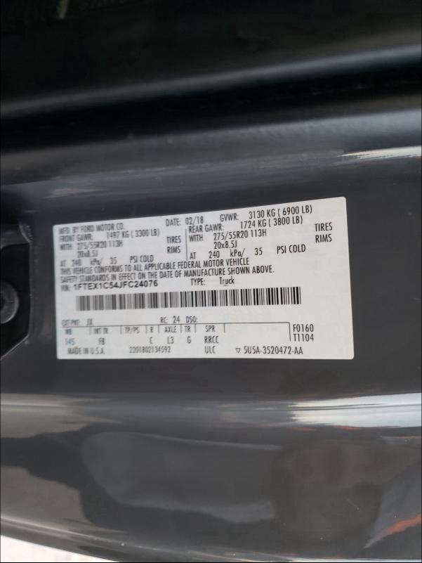 Photo 9 VIN: 1FTEX1C54JFC24076 - FORD F150 SUPER 