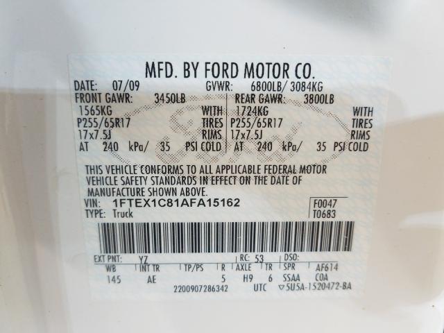 Photo 9 VIN: 1FTEX1C81AFA15162 - FORD F150 SUPER 