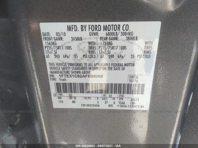 Photo 8 VIN: 1FTEX1C82AFB98068 - FORD F-150 