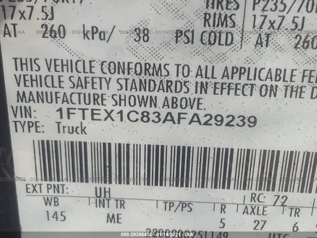 Photo 8 VIN: 1FTEX1C83AFA29239 - FORD F-150 