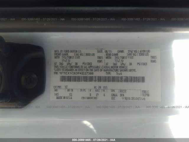 Photo 8 VIN: 1FTEX1C83FKE27386 - FORD F-150 