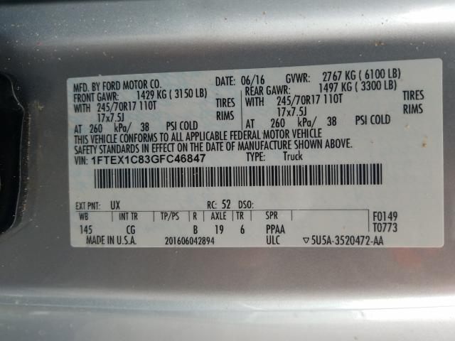 Photo 9 VIN: 1FTEX1C83GFC46847 - FORD F150 SUPER 