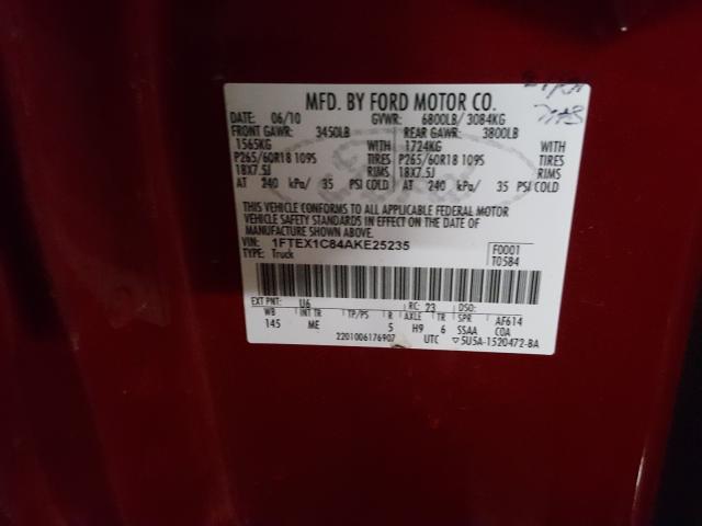 Photo 9 VIN: 1FTEX1C84AKE25235 - FORD F150 SUPER 