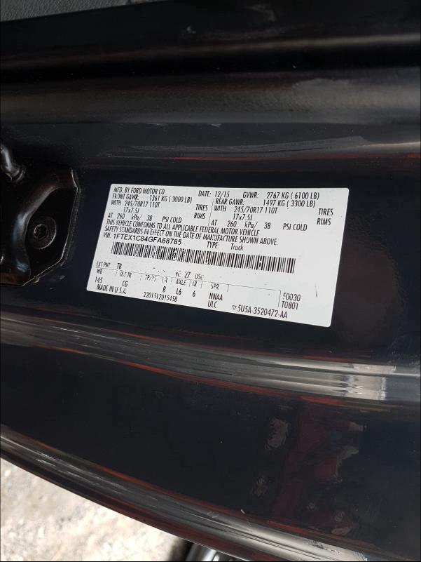 Photo 9 VIN: 1FTEX1C84GFA68785 - FORD F150 SUPER 