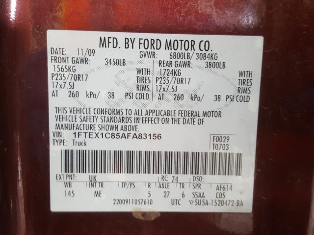 Photo 9 VIN: 1FTEX1C85AFA83156 - FORD F150 SUPER 