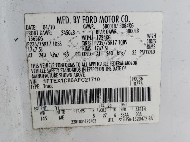 Photo 9 VIN: 1FTEX1C86AFC21710 - FORD F150 SUPER 