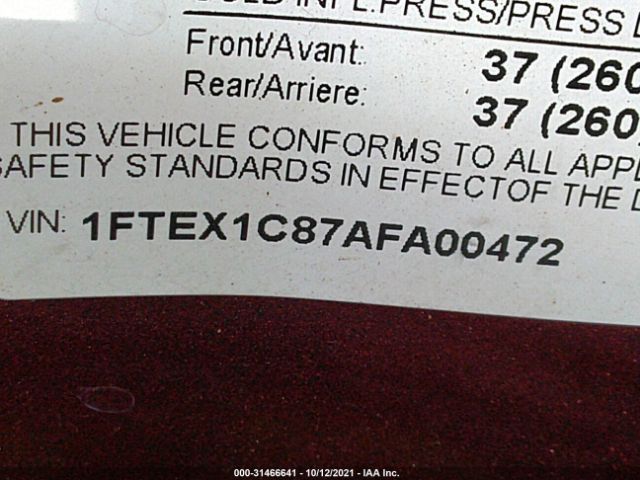 Photo 8 VIN: 1FTEX1C87AFA00472 - FORD F-150 