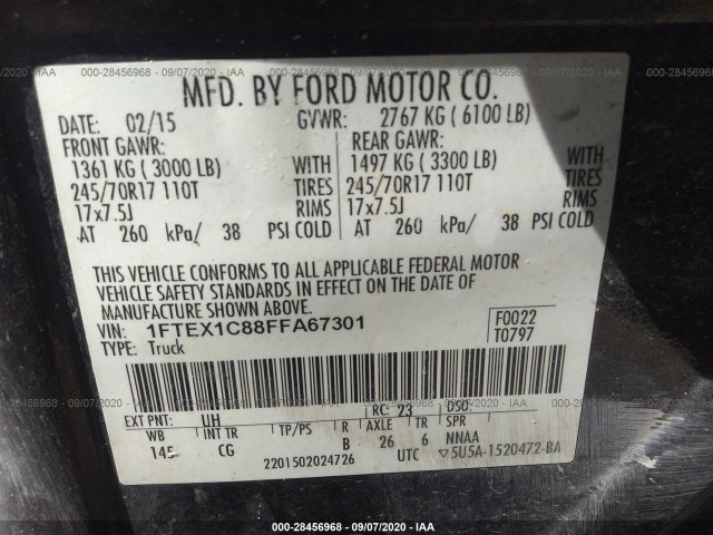 Photo 8 VIN: 1FTEX1C88FFA67301 - FORD F-150 