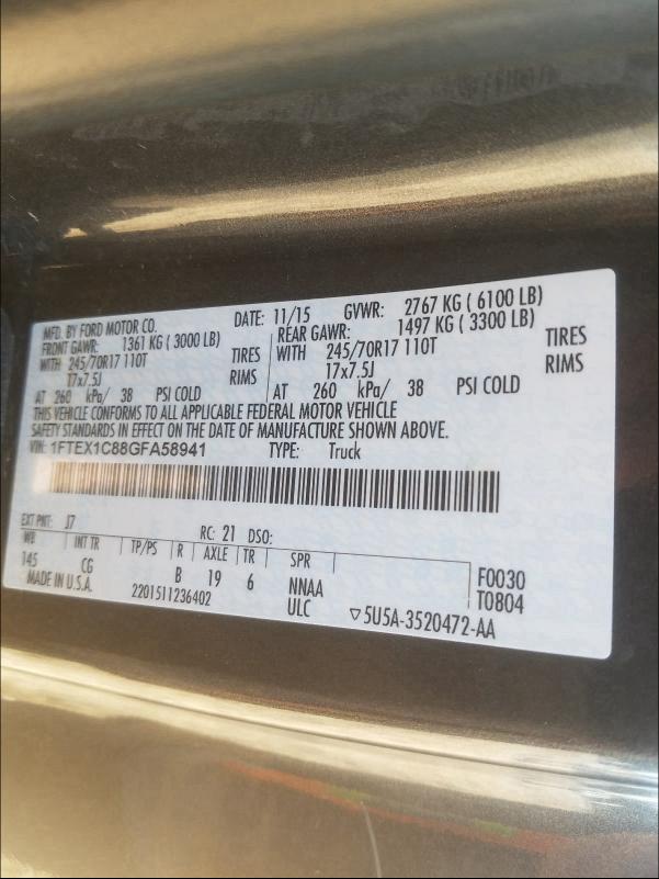 Photo 9 VIN: 1FTEX1C88GFA58941 - FORD F150 SUPER 