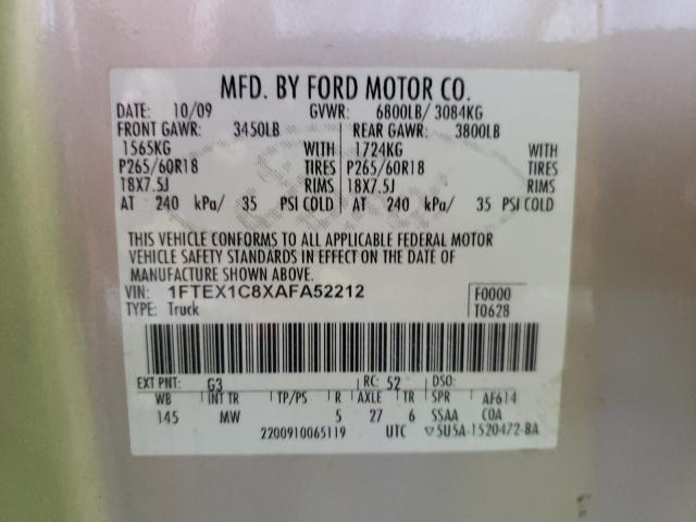 Photo 9 VIN: 1FTEX1C8XAFA52212 - FORD F150 SUPER 