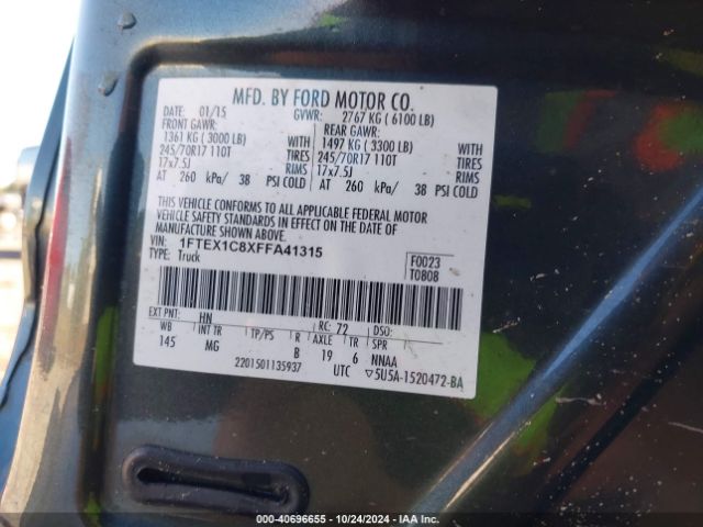 Photo 8 VIN: 1FTEX1C8XFFA41315 - FORD F-150 