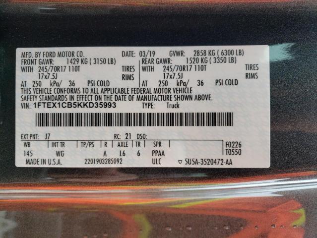 Photo 11 VIN: 1FTEX1CB5KKD35993 - FORD F150 SUPER 