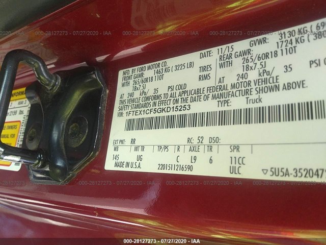 Photo 8 VIN: 1FTEX1CF5GKD15253 - FORD F-150 