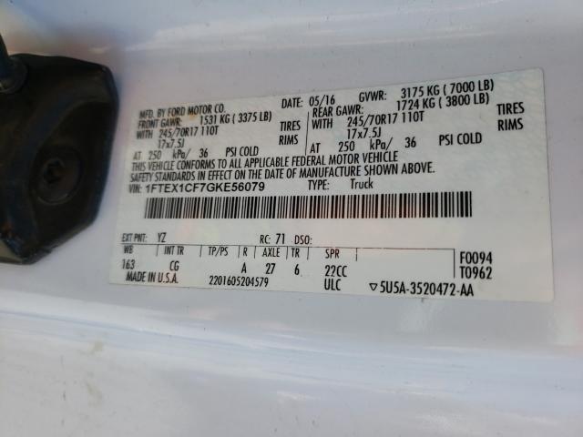 Photo 9 VIN: 1FTEX1CF7GKE56079 - FORD F150 SUPER 