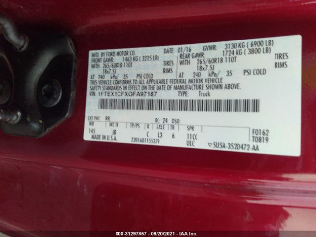 Photo 8 VIN: 1FTEX1CFXGFA97187 - FORD F-150 