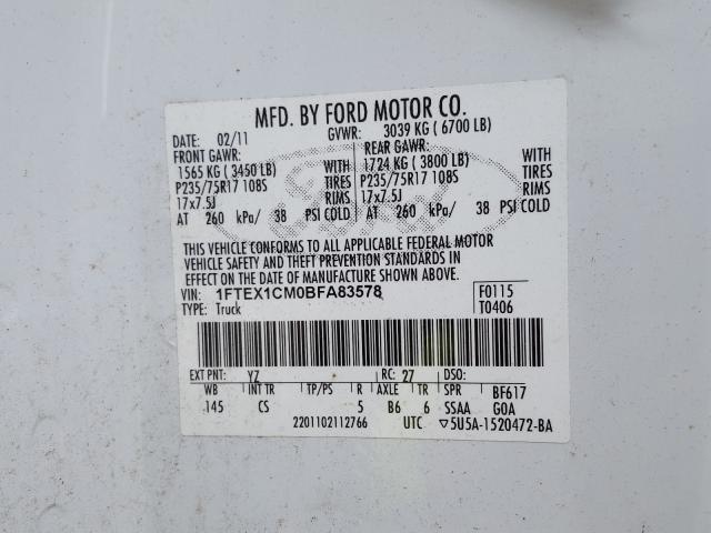 Photo 9 VIN: 1FTEX1CM0BFA83578 - FORD F150 SUPER 