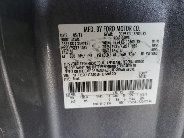 Photo 9 VIN: 1FTEX1CM0BFB68520 - FORD F150 SUPER 