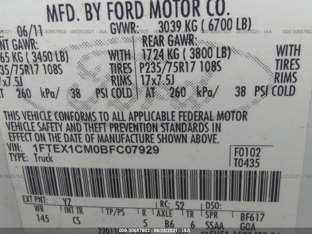 Photo 8 VIN: 1FTEX1CM0BFC07929 - FORD F150 SUPER 