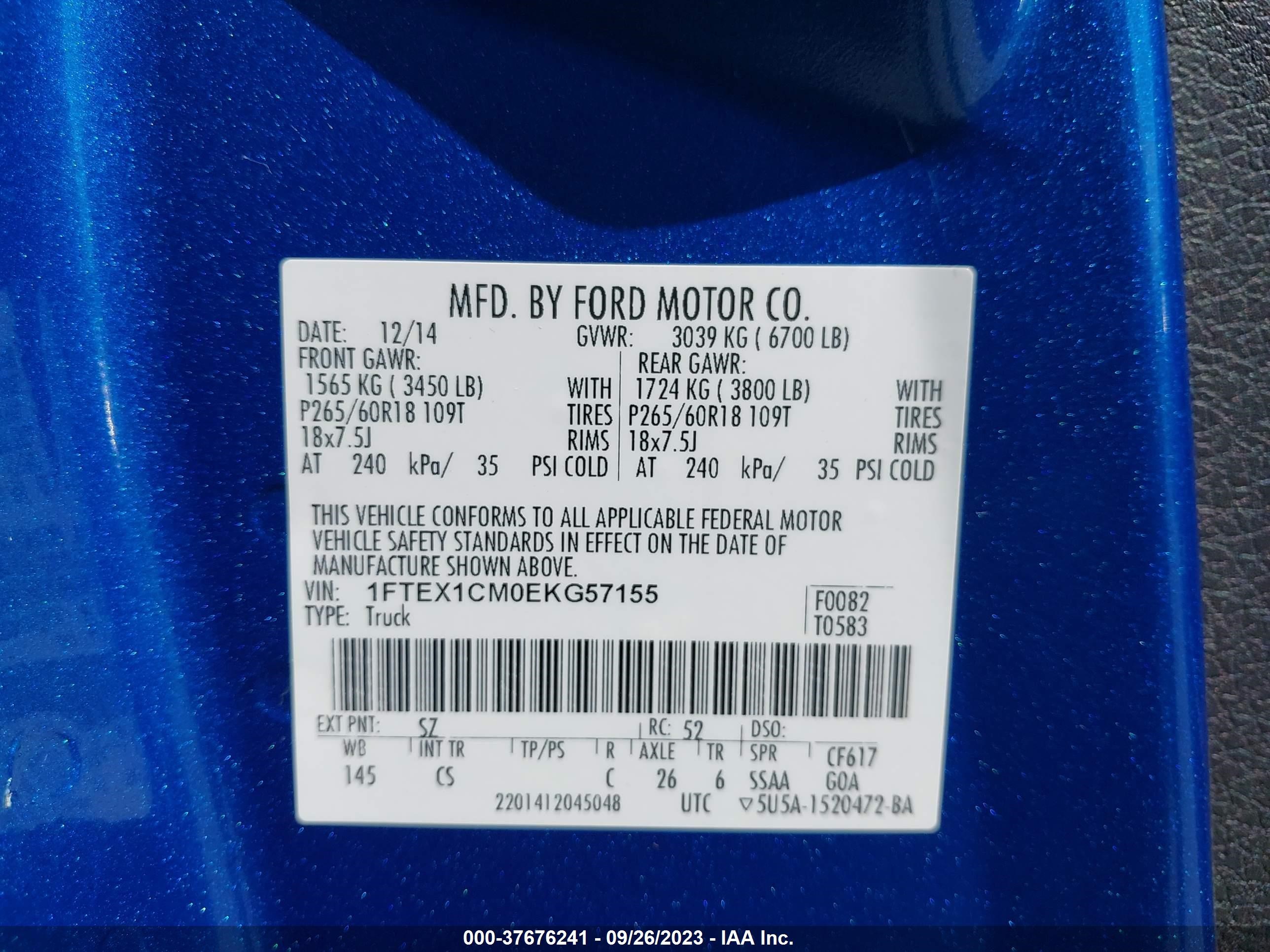 Photo 8 VIN: 1FTEX1CM0EKG57155 - FORD F-150 