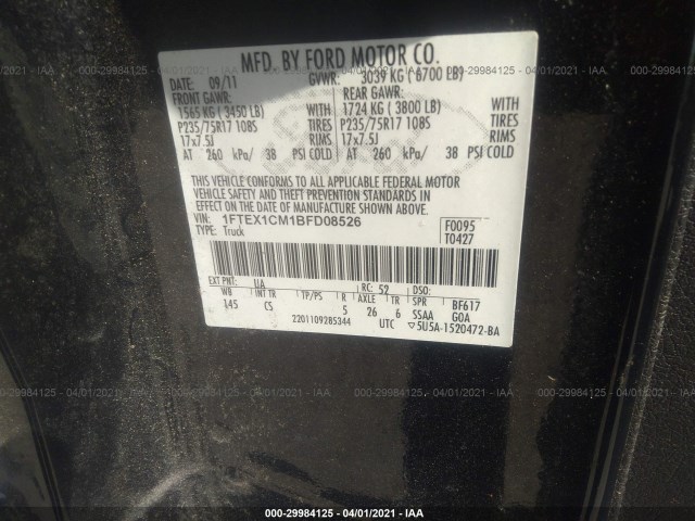 Photo 8 VIN: 1FTEX1CM1BFD08526 - FORD F-150 