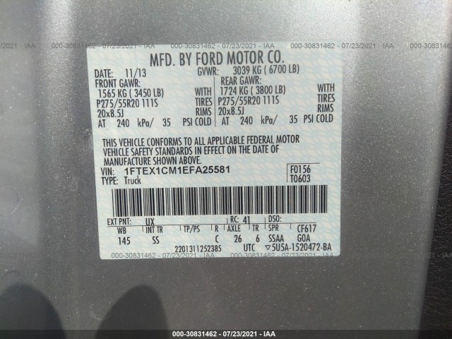 Photo 8 VIN: 1FTEX1CM1EFA25581 - FORD F-150 