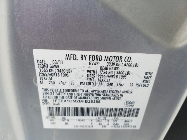 Photo 9 VIN: 1FTEX1CM2BFB28388 - FORD F150 SUPER 