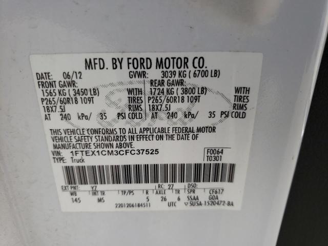 Photo 9 VIN: 1FTEX1CM3CFC37525 - FORD F150 SUPER 